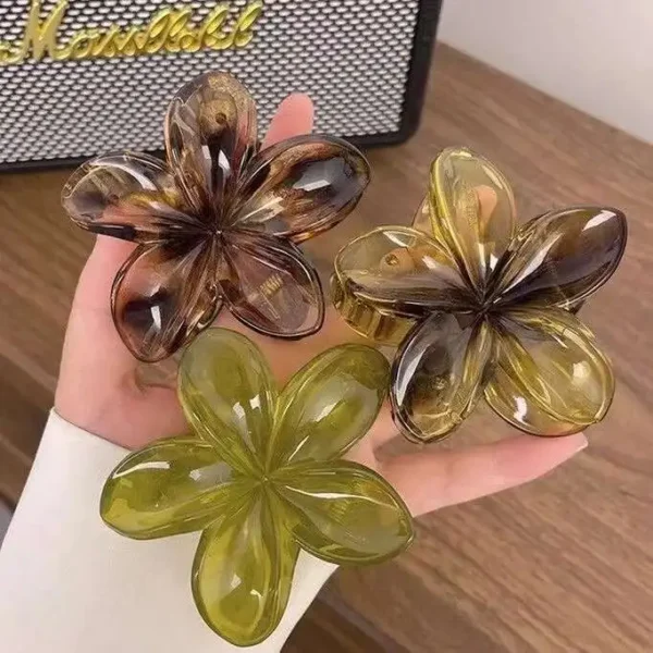 Korean Hawaiian Gradient Flower Hair Claw Clip For Women Girl Fashion Plastic Non Slip Hold Hairpin Barrette Hair Accessories - Image 43