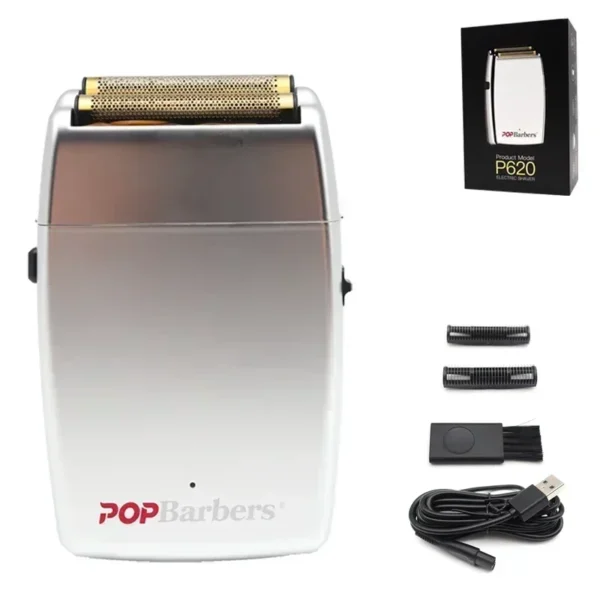 New 11000 RPM 7W Pop Barbers P620 Professional Electric Men's Beard Trimmer Double Foil Shaver Electric Shaver USB Hair Clipper - Image 20