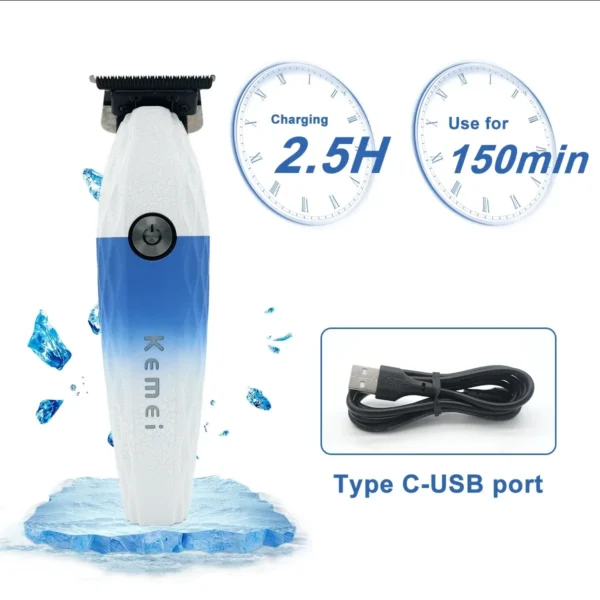 Kemei Body Trimmer Professional Hair Trimmer Electric Clippers Rechargeable 0mm Hair Clippers Cordless Trimmer for Men KM-1690 - Image 5