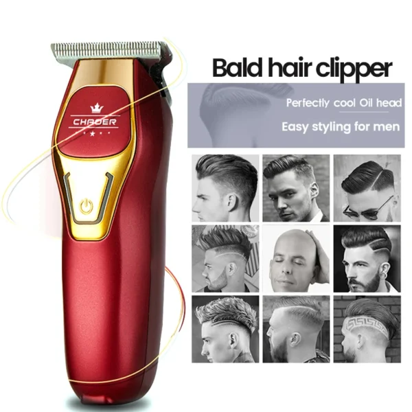 Powerful Professional Hair Trimmer Men 0 MM T Blade Electric Clipper Rechargeable Barber Haircut Machine Beard Trimmer Shaver - Image 2