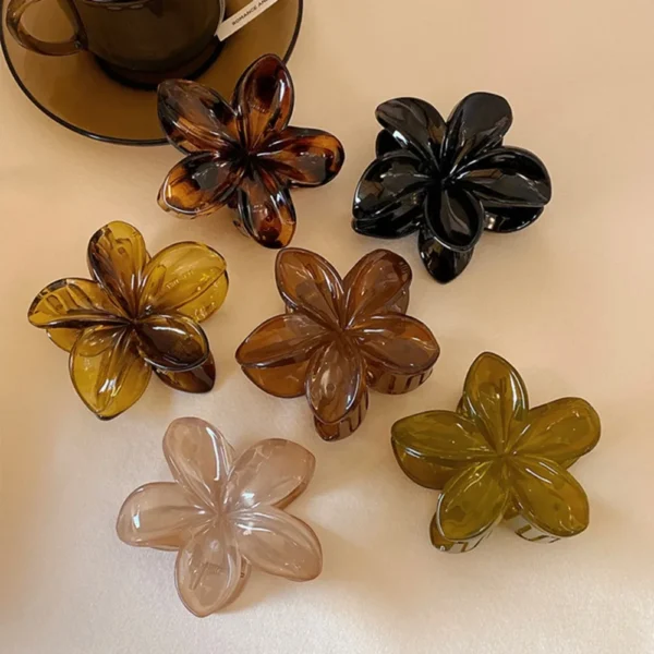 Women's Laser Mermaid Princess Flower Shaped 8cm/3.15in Large-Size Brown Beige Lightweight Plastic Hair Clips Fashionable And - Image 5