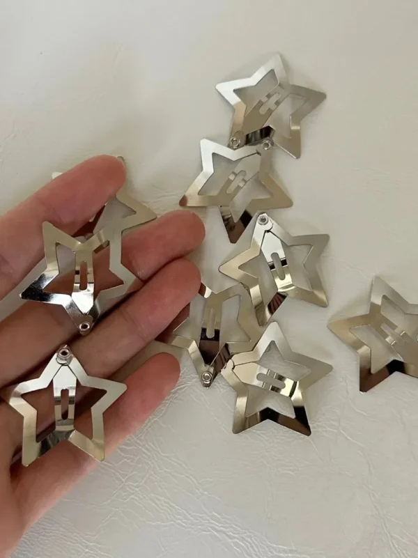 10/40PCS Silver Star Hair Clips for Girls Filigree Star Metal Snap Clip Women Simple BB Hairpins Barrettes Hair Accessories - Image 30