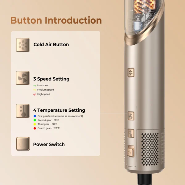 8 in 1 Hair Dryer Brush High Speed Brushless Blow Dryer Negative Ionic Hair Heating Brush Hot Air Styling Comb Auto Hair Curle - Image 5