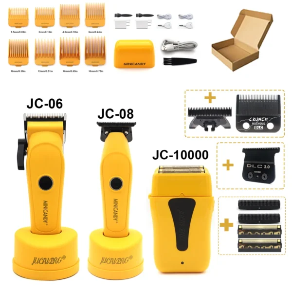 JUCAI MINICANDY JC-08 Professional Men's Hair Clipper DLC Blade Brushless Motor with Base Charger Hair Trimmer Finishing Machine - Image 8