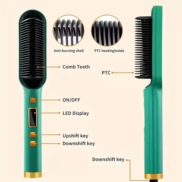 2-In-1 Electric Professional Negative Ion Straight Hair Brush Curling Comb With Lcd Display Curling Tool Straight Hair Brush - Image 16