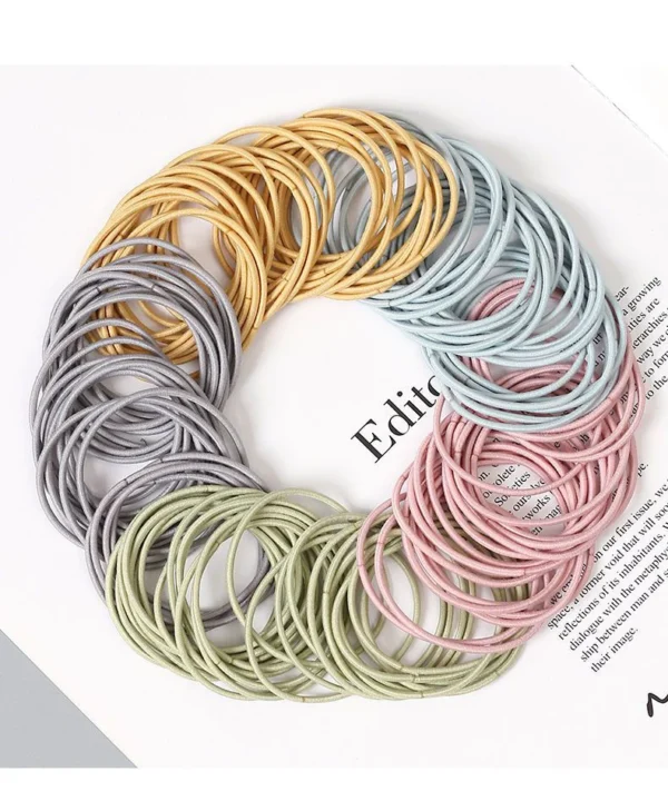 100PCS/Set Women 3.5CM Basic Nylon Elastic Hair Bands Ponytail Hair Scrunchie Rubber Bands Headband Hair Accessories Headwear - Image 16
