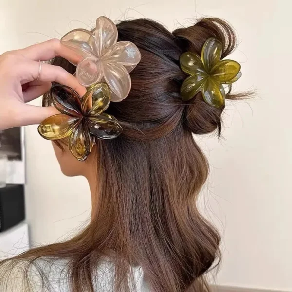 Korean Hawaiian Gradient Flower Hair Claw Clip For Women Girl Fashion Plastic Non Slip Hold Hairpin Barrette Hair Accessories - Image 29
