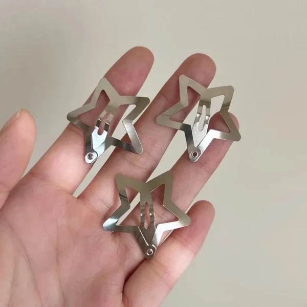10/40PCS Silver Star Hair Clips for Girls Filigree Star Metal Snap Clip Women Simple BB Hairpins Barrettes Hair Accessories - Image 5