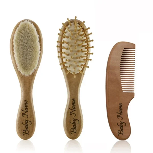 Personalized Wooden Baby Brush Custom Name Baby Wool Comb New Born Hair Brush Infant Head Massager Bath Brush Comb for Kids - Image 14