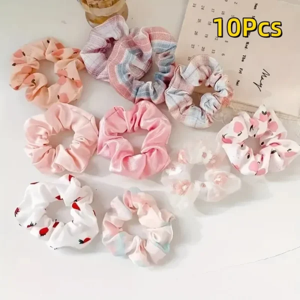 10Pcs Temperament College Style Large Intestine Hair Bands Sweet and Cute Tie Their Hair Accessories for Women Headwear - Image 11
