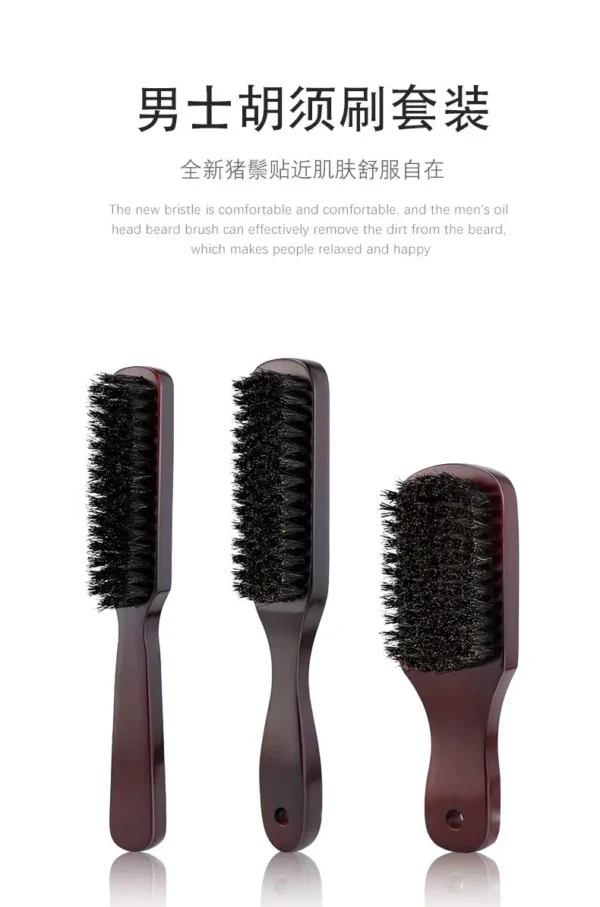 Men Beard Brush Wood Handle Boar Bristle Moustache Cleaning Brush Hairdressing Anti Static Barber Hair Styling Comb Tool - Image 10