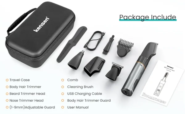 Kensen S16 Body Hair Shaver Kits for Men 3 In 1 Beard Hair Trimmer IPX6 Waterproof Hair Cutting Machine Electric Clipper Barber - Image 17