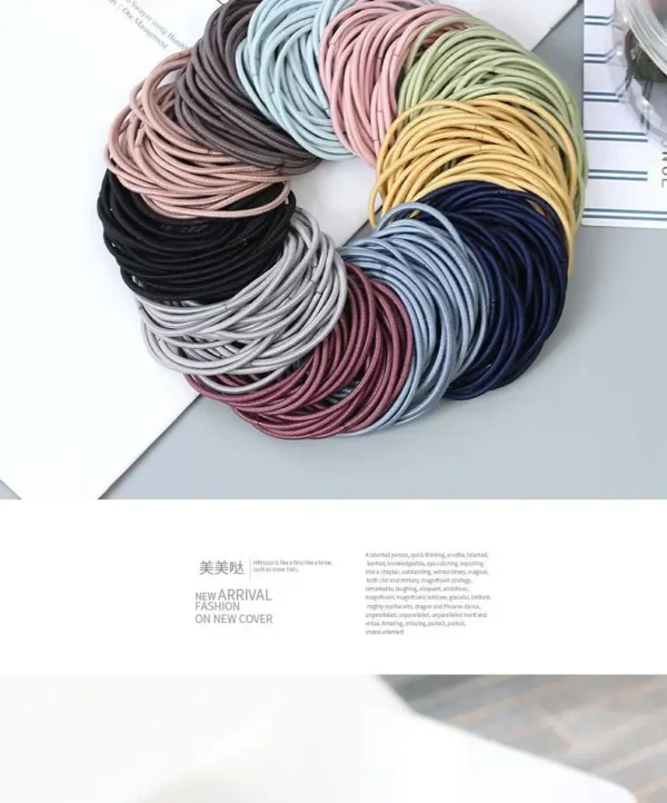 100PCS/Set Women 3.5CM Basic Nylon Elastic Hair Bands Ponytail Hair Scrunchie Rubber Bands Headband Hair Accessories Headwear - Image 21
