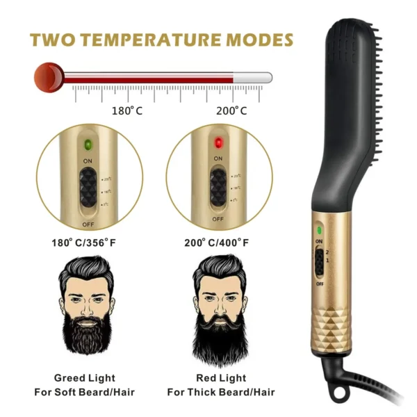Professional Hair Straightener Comb Brush Beard Hair Straightening Comb Multifunctional Hair Curler Fast Heating Styling Tools - Image 2