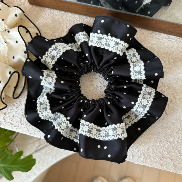 2024 Korea Fashion Stripe Hair Rubber Bands Girls Blue Scrunchie Elastic Big Hair Tie Solid Color Silk Hair Bands accessoires - Image 12
