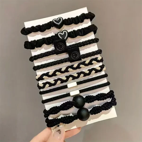 5/10/20pcs Simple Style Hair Tie Set Braided Hair Rope Heart Decor Scrunchies Elastic Ponytail Holder Hair Accessories For Women - Image 7