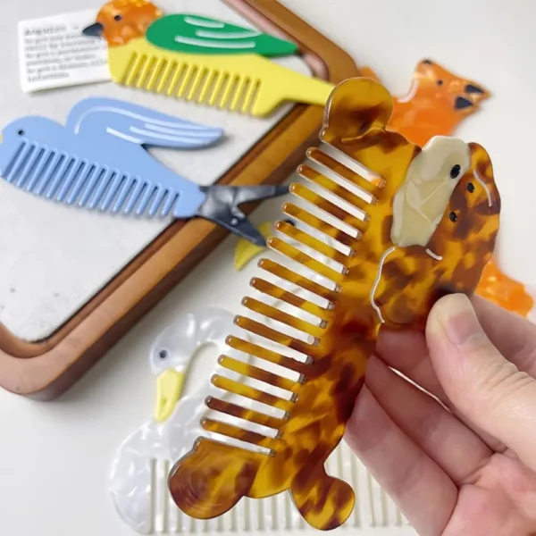 Pointed Tail Comb Tulip Acetate Comb Animal Puppy Makeup Comb Hair Accessories Wide Toothed Hairdressing Combs Household - Image 30