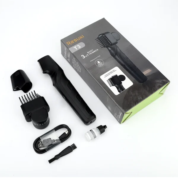 RESUXI T3 Men's 3 in 1 Multifunctional Electric Body Hair Trimmer Full Body Washable Shaver Portable Pubic Hair Clipper Razor - Image 6