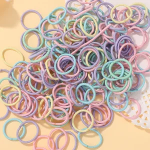 100 Pcs/Lot 2cm Hair Ties Gum Colorful Nylon Rubber Band Rope Doll Hair Accessories Black Elastic Hair Bands for Baby Girls Gift