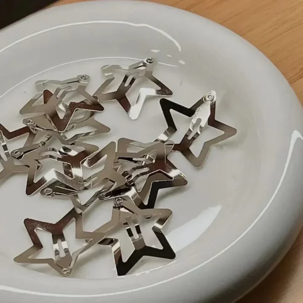 10/40PCS Silver Star Hair Clips for Girls Filigree Star Metal Snap Clip Women Simple BB Hairpins Barrettes Hair Accessories - Image 25