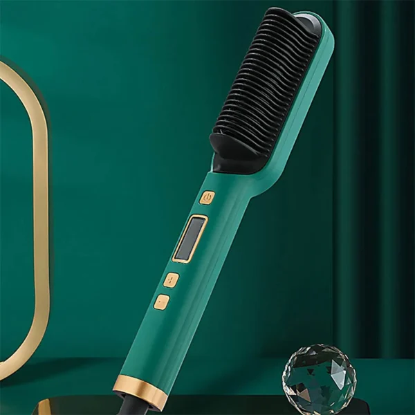 2-In-1 Electric Professional Negative Ion Straight Hair Brush Curling Comb With Lcd Display Curling Tool Straight Hair Brush - Image 4