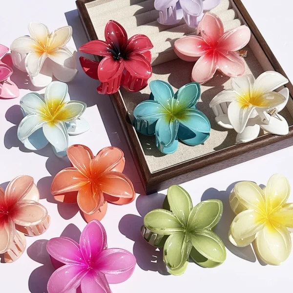 1/2/3 Pcs Hawaiian Gradient Flower Hair Claw Clip Women Fashion Large Hair Clip Girls Hairpin Barrettes Bohemia Hair Accessories - Image 35