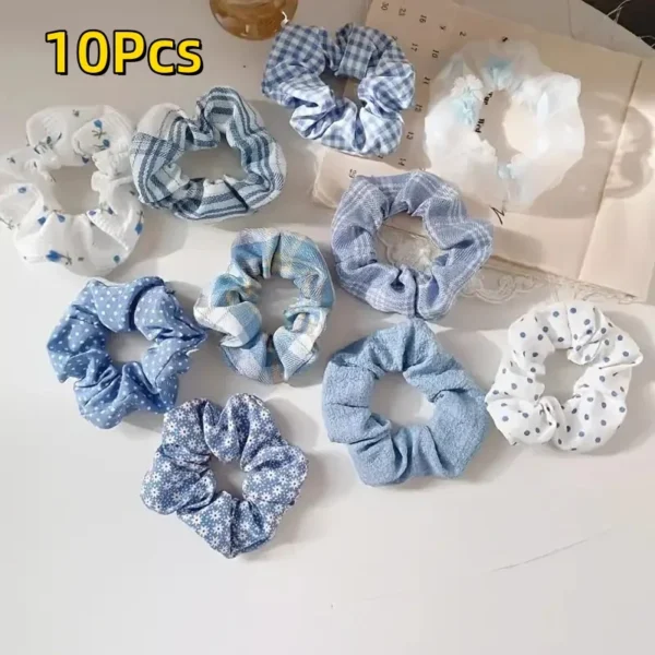 10Pcs Temperament College Style Large Intestine Hair Bands Sweet and Cute Tie Their Hair Accessories for Women Headwear - Image 9