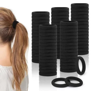 10/30/50pcs 2/3.5/4/5.5cm Black Large Soft Nylon Hair Elastics Ties Rope For No Damage Ponytail Holder Women Leagues Accessories