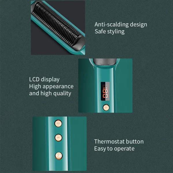 2-In-1 Electric Professional Negative Ion Straight Hair Brush Curling Comb With Lcd Display Curling Tool Straight Hair Brush - Image 15