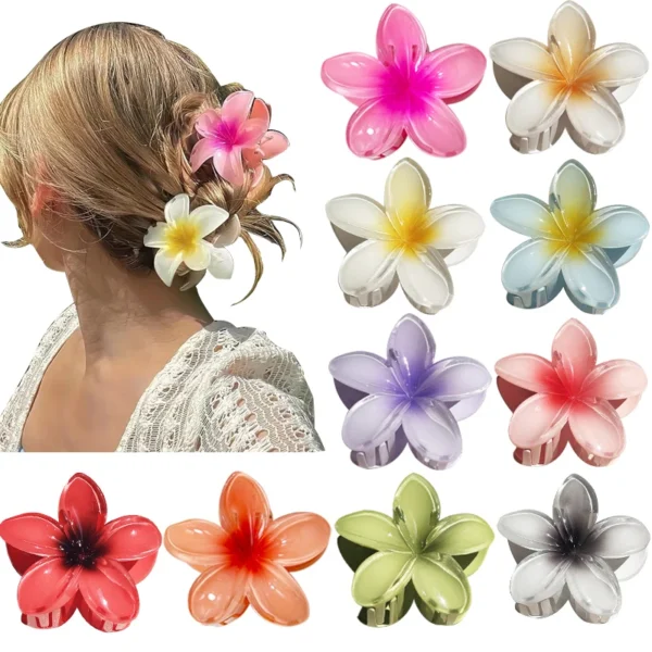 1/2/3 Pcs Hawaiian Gradient Flower Hair Claw Clip Women Fashion Large Hair Clip Girls Hairpin Barrettes Bohemia Hair Accessories - Image 2