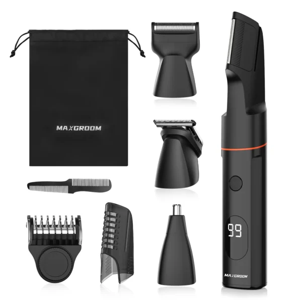 MAXGROOM 4 in 1 Body Hair Trimmer Kit for Men Pubic Hair Shaver Nose Beard Trimmer Electric IPX6 Waterproof Groin Shaver for Man - Image 7