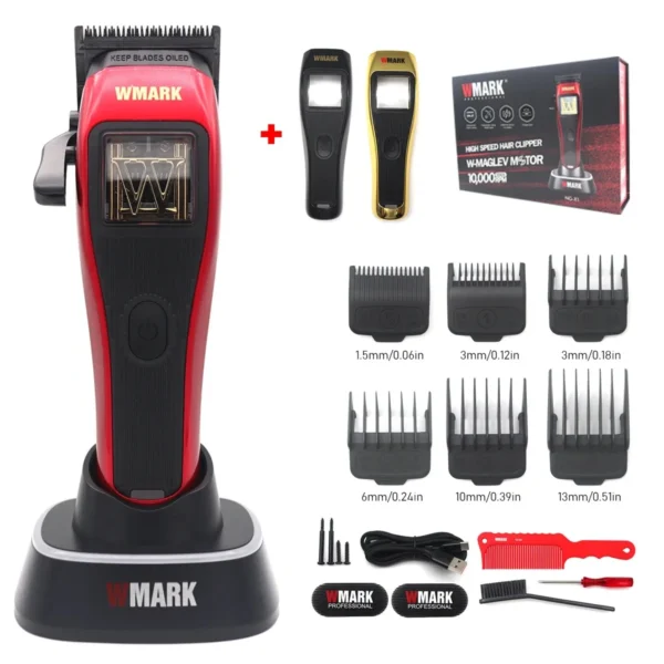 WMARK NG-X1 Professional Hair Clippers for Men,Microchipped Magnetic Motor 10000RPM 9V with Charge Stand,Cordless Cutter Trimmer - Image 7
