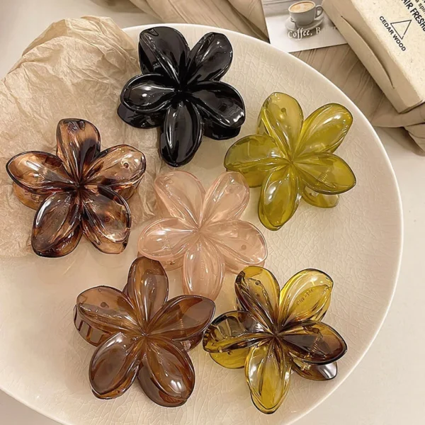 Korean Hawaiian Gradient Flower Hair Claw Clip For Women Girl Fashion Plastic Non Slip Hold Hairpin Barrette Hair Accessories - Image 4