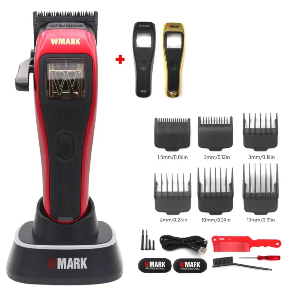 WMARK NG-X1 Professional Hair Clippers for Men,Microchipped Magnetic Motor 10000RPM 9V with Charge Stand,Cordless Cutter Trimmer - Image 8