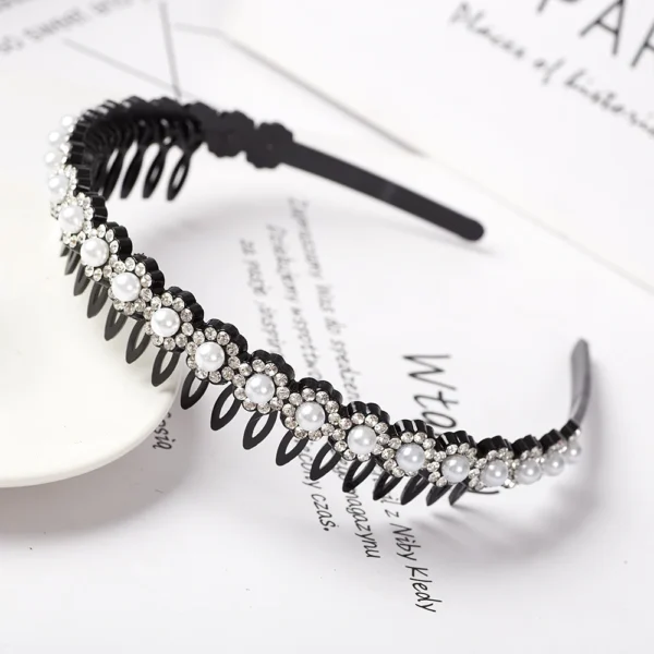 Fashion Pearl Non-Slip Rhinestone Hairbands Elastic Flower Women Hair Hoop Bands Headband Bezel Girls Hair Accessories Headdress - Image 16