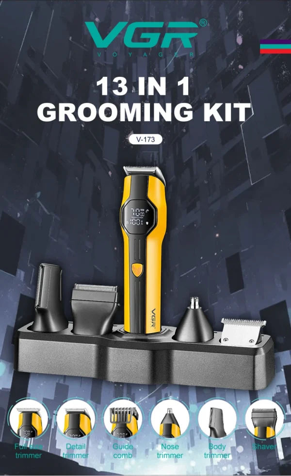 VGR V-173 5-in-1 Multifunctional Hair Trimming Set Home Full Body Hair Removal Device Nose Hair Trimmer Oil Head Carving Hair Cl - Image 8