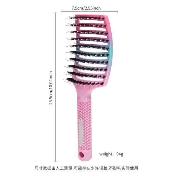Barber Hair Brush Scalp Massage Comb Women Nylon Pig Sideburns Wet Curly Hair Brush Hairy Big Bend CombStyling Tools ﻿ ﻿ - Image 5