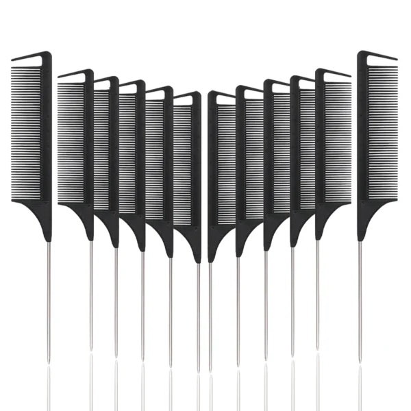 12pcs pointed tail comb dressing styling comb hair dye heat-resistant tail comb hair salon home tools Special for real hair wigs - Image 3