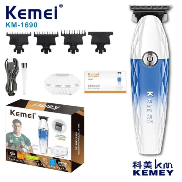 Kemei Body Trimmer Professional Hair Trimmer Electric Clippers Rechargeable 0mm Hair Clippers Cordless Trimmer for Men KM-1690 - Image 8