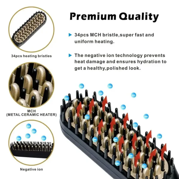 Professional Hair Straightener Comb Brush Beard Hair Straightening Comb Multifunctional Hair Curler Fast Heating Styling Tools - Image 3