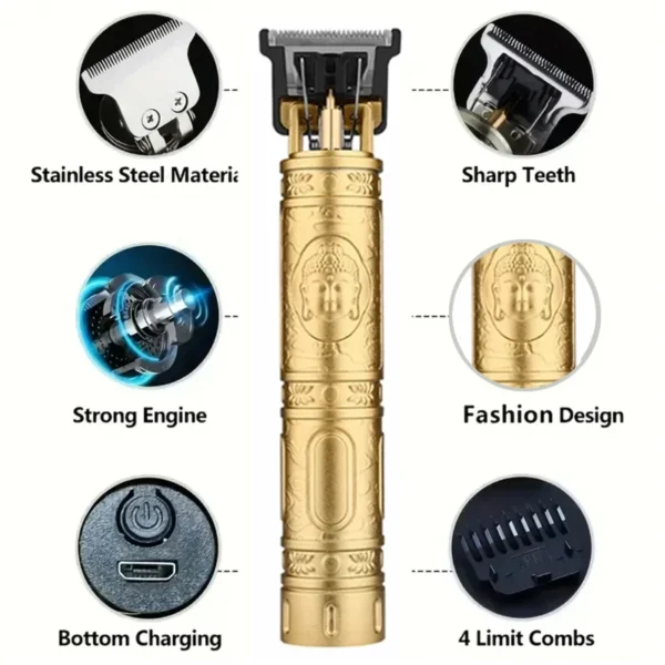 Vintage USB Charging Electric Hair Trimmer Portable Barber Clipper Professional Haircut Machine for Men - Boyfriend Gift - Image 18
