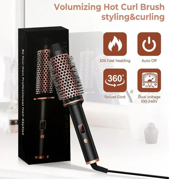 3 In 1 Ionic Hair Curler Straightener Professional Curling Iron Heated Hair Styling Brush Anti-Scald Thermal Brush Curl Wand - Image 2