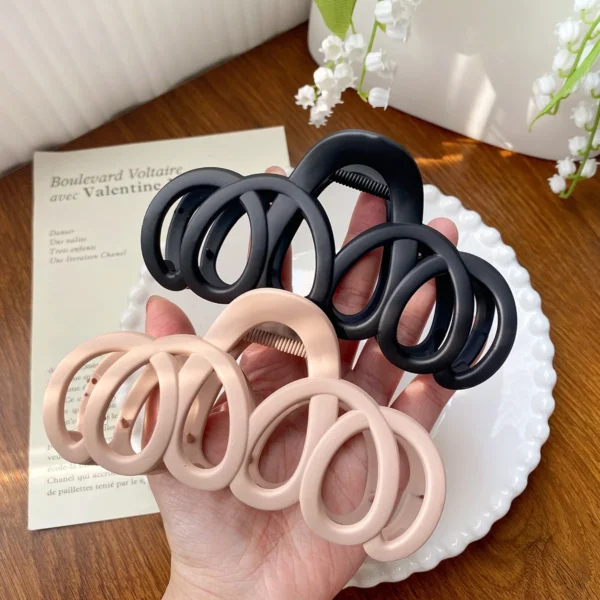 Frosted Hollow Hair Claw Bow Hair Clip Crab Elegant Hairpin Women Barrette Solid Headband Simple Korean Fashion Hair Accessories - Image 2