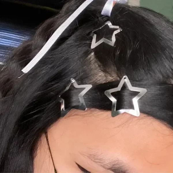 10/40PCS Silver Star Hair Clips for Girls Filigree Star Metal Snap Clip Women Simple BB Hairpins Barrettes Hair Accessories - Image 23