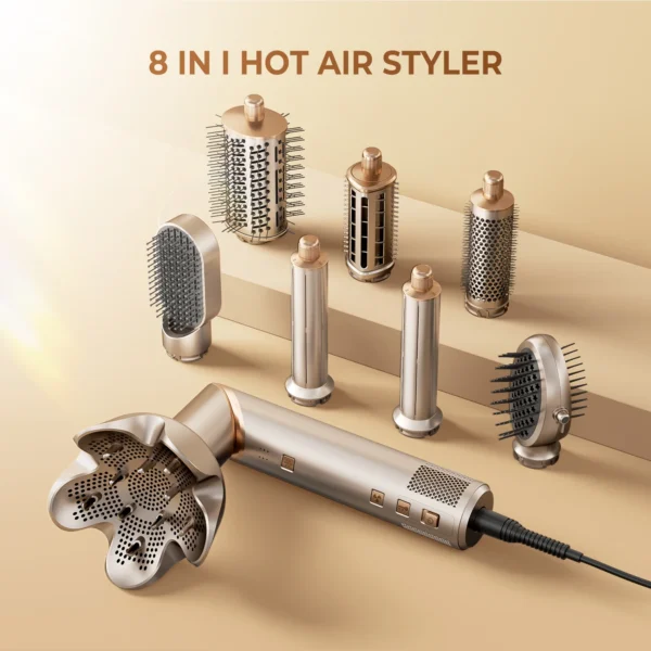 8 in 1 Hair Dryer Brush High Speed Brushless Blow Dryer Negative Ionic Hair Heating Brush Hot Air Styling Comb Auto Hair Curle - Image 8