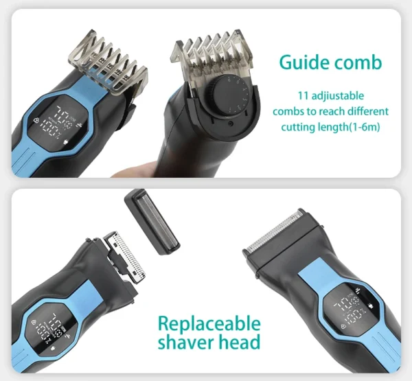 VGR V-173 5-in-1 Multifunctional Hair Trimming Set Home Full Body Hair Removal Device Nose Hair Trimmer Oil Head Carving Hair Cl - Image 12
