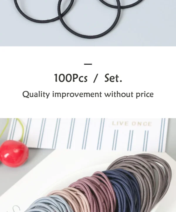 100PCS/Set Women 3.5CM Basic Nylon Elastic Hair Bands Ponytail Hair Scrunchie Rubber Bands Headband Hair Accessories Headwear - Image 18