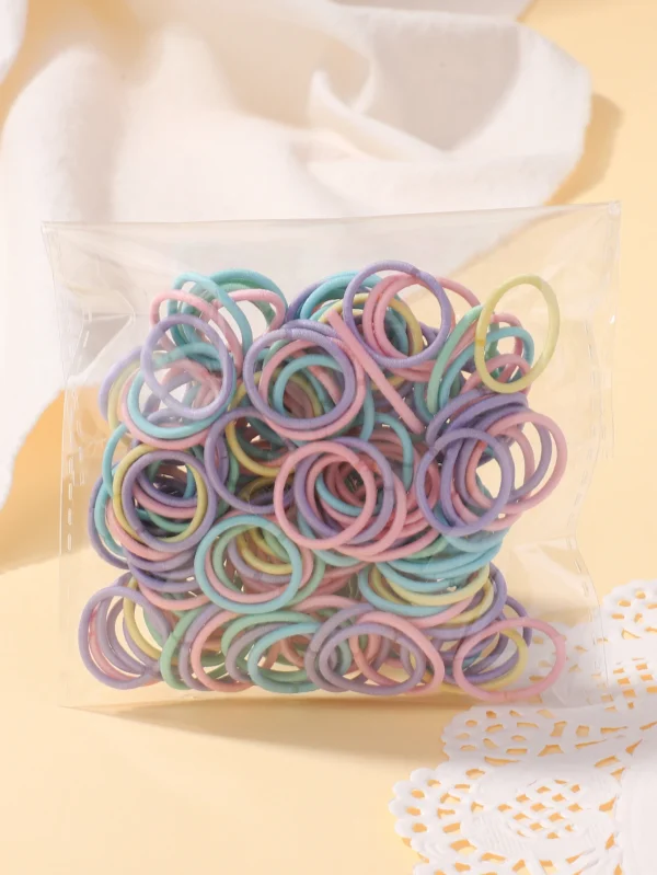 100 Pcs/Lot 2cm Hair Ties Gum Colorful Nylon Rubber Band Rope Doll Hair Accessories Black Elastic Hair Bands for Baby Girls Gift - Image 9