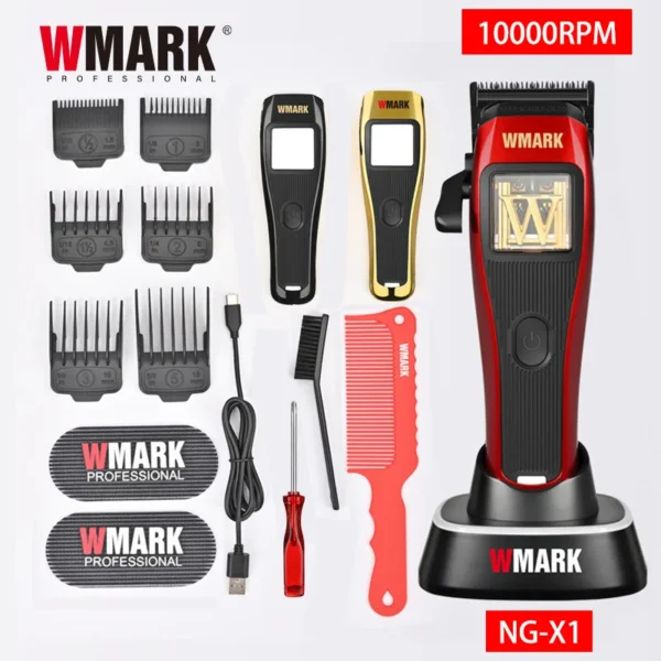 WMARK NG-X1 Professional Hair Clippers for Men,Microchipped Magnetic Motor 10000RPM 9V with Charge Stand,Cordless Cutter Trimmer - Image 3