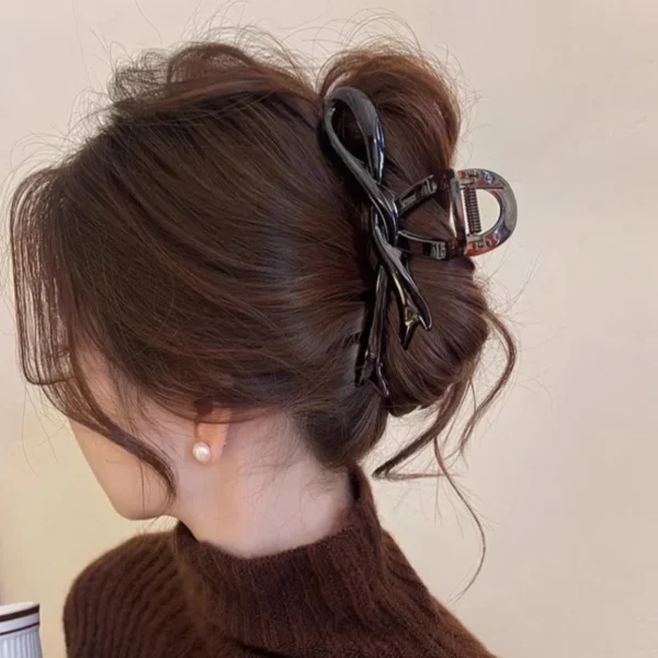 13cm Acrylic Ribbon Bow Hair Claws Crab Hair Clips Glossy Barrettes Headwear Hairpins Shark Ponytail For Women Hair Accessories - Image 5